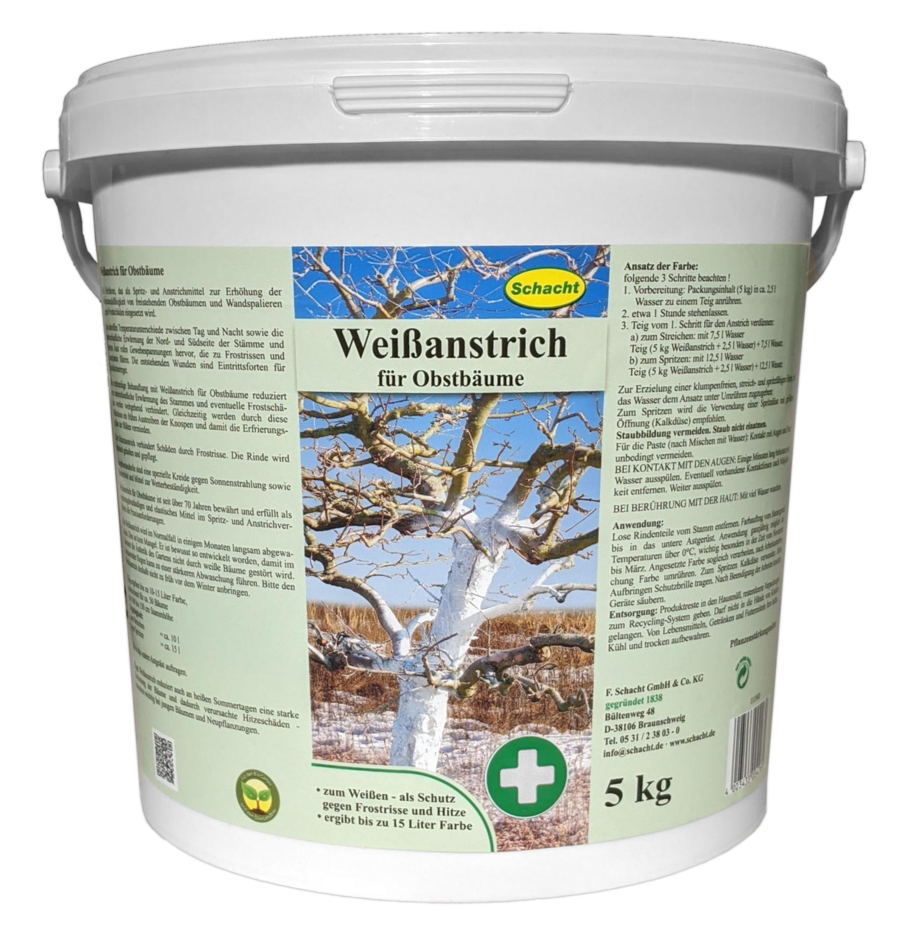 SCHACHT® Weißanstrich für Obstbäume (Pulver), 5 kg Eimer