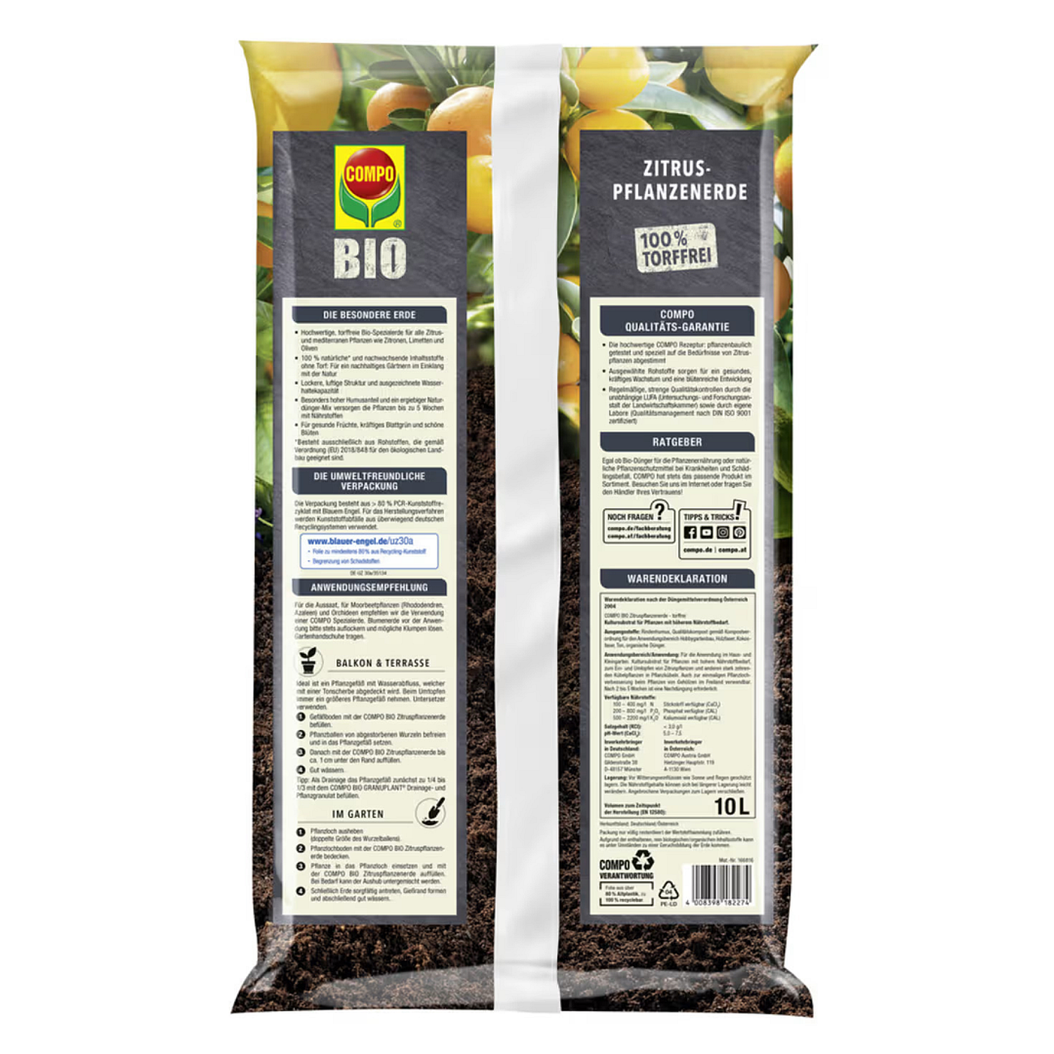 COMPO BIO Zitruspflanzenerde torffrei, 10 Liter | Oleandershop