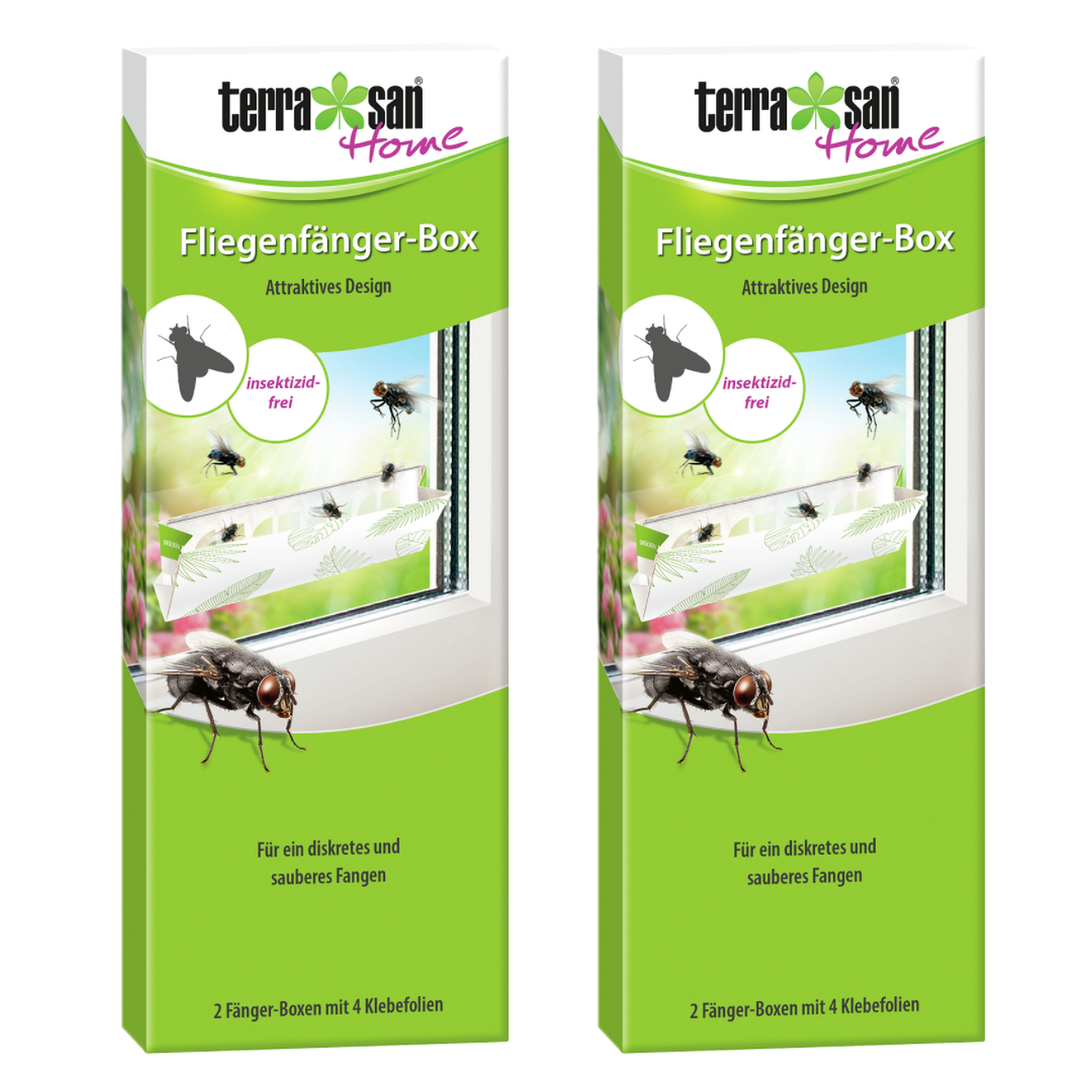 Sparset: 2 x TERRASAN HOME Fliegenfnger-Box, 2 Fallen + 2 Klebeflchen |  Oleandershop