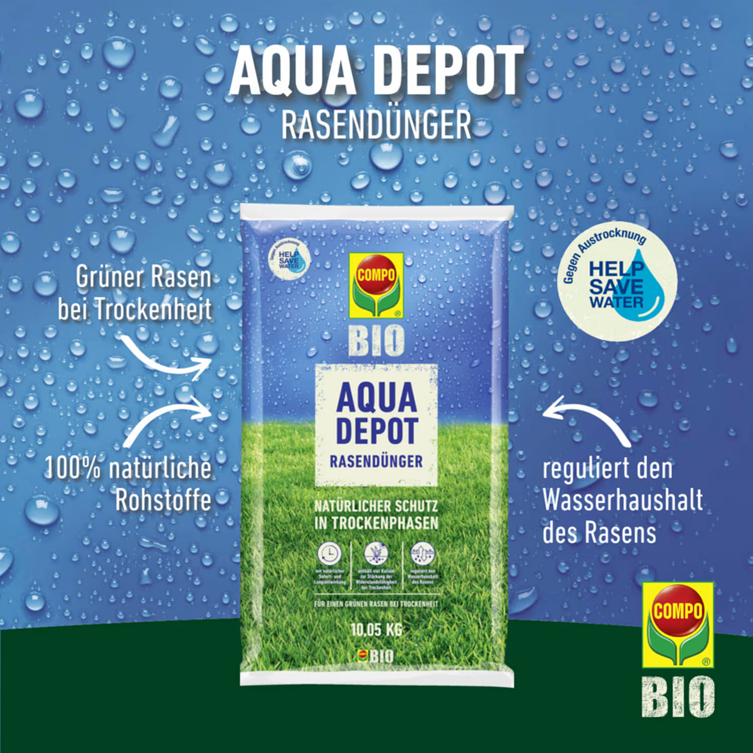 COMPO BIO AQUA DEPOT Rasendnger, 10,05 kg | Oleandershop24