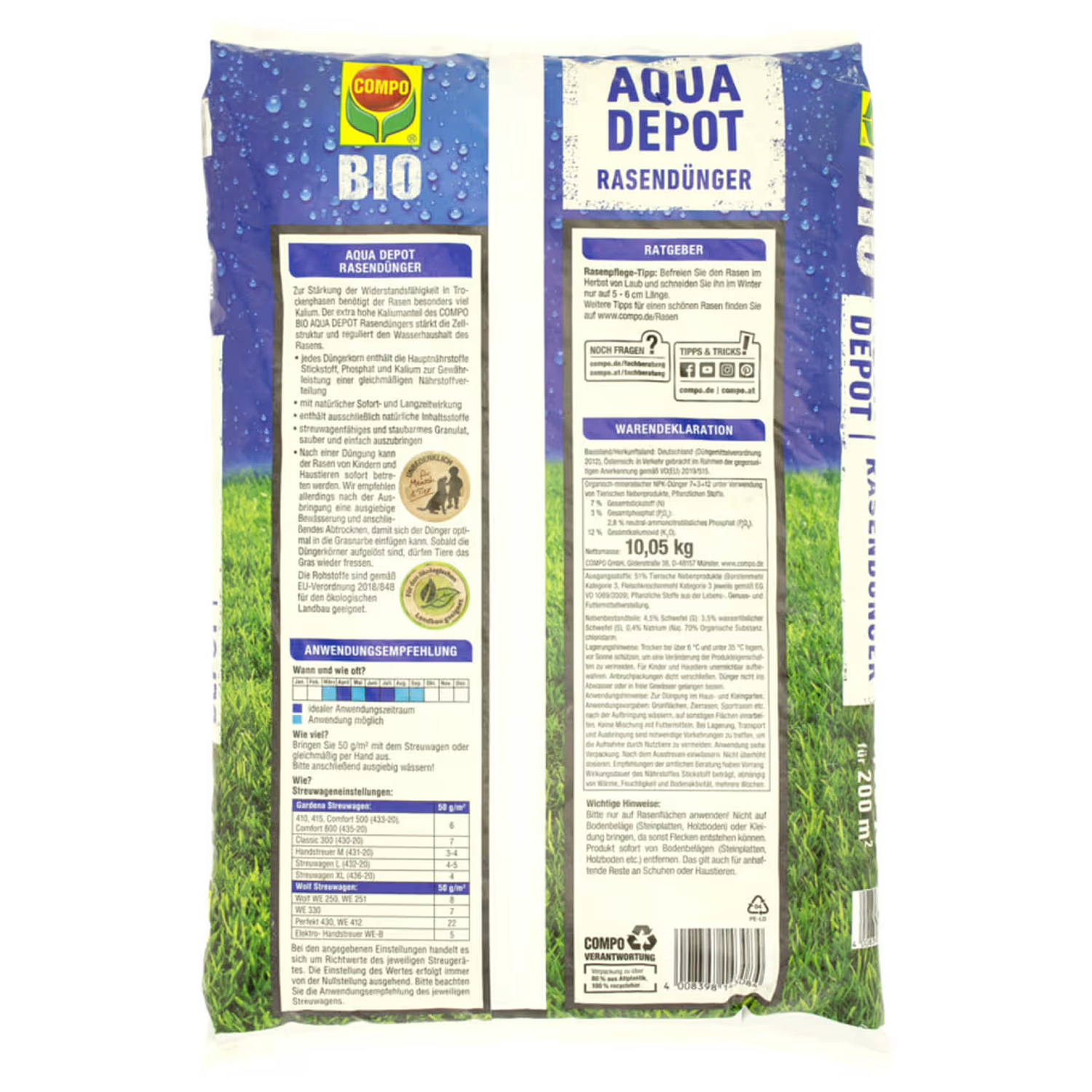 COMPO BIO AQUA DEPOT Rasendnger, 10,05 kg | Oleandershop24