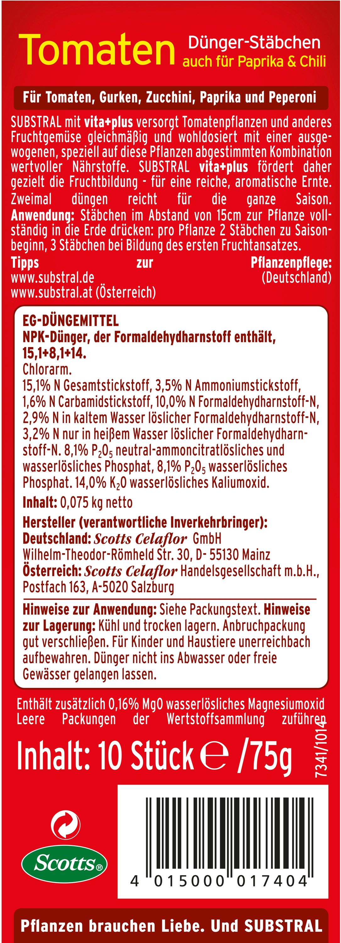 Substral Dnger fr Tomaten 10 Stbchen