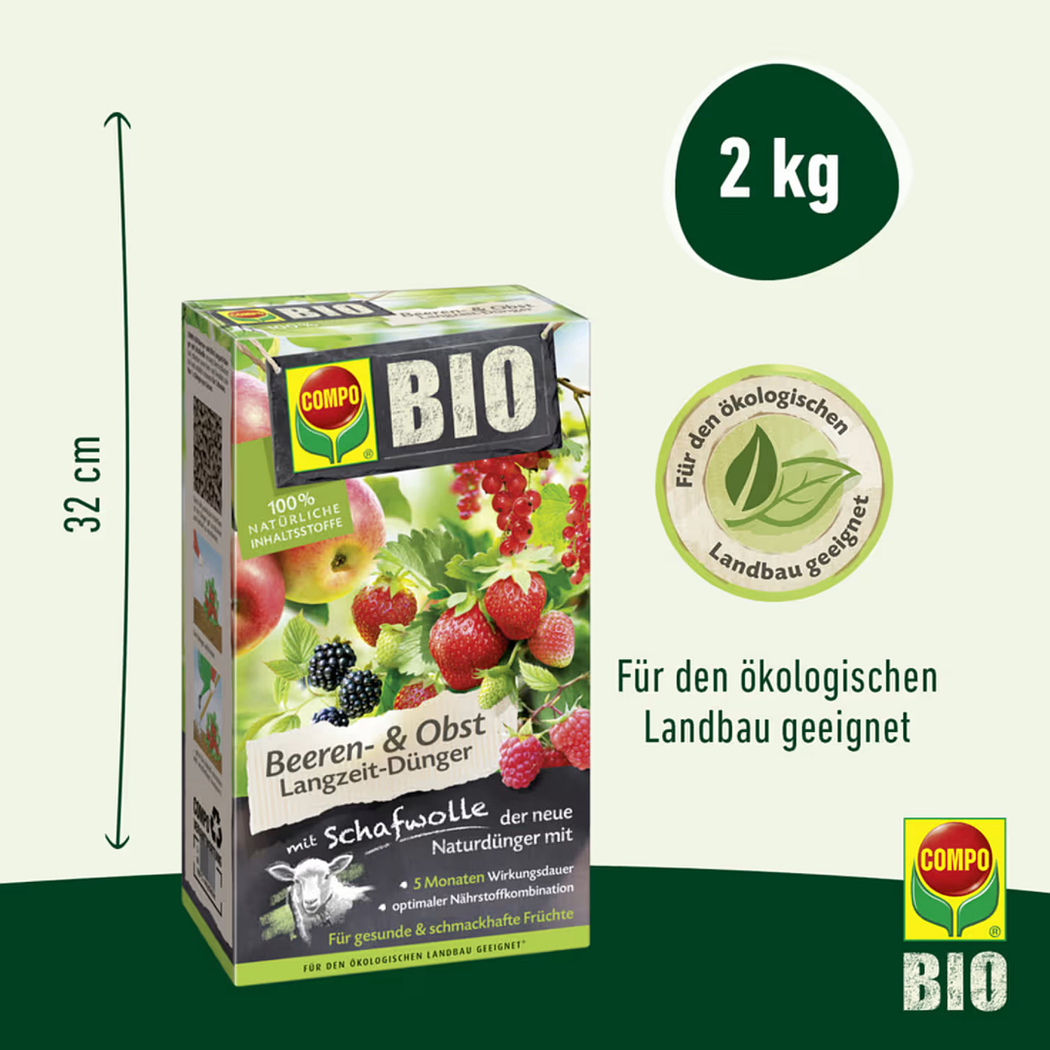 COMPO BIO Beeren Langzeit Dnger mit Schafwolle, 2 kg