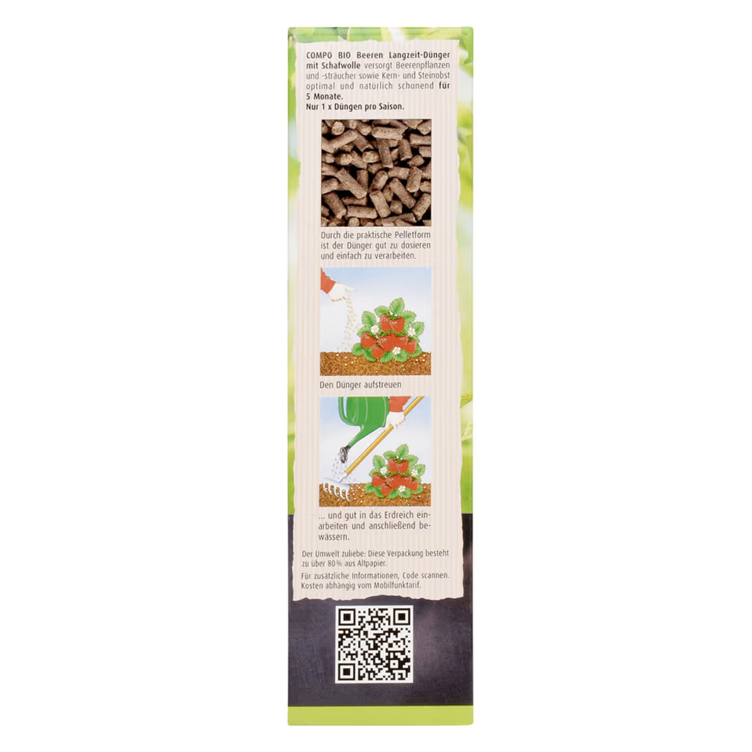 COMPO BIO Beeren- und Obst Langzeit-Dnger mit Schafwolle, 750 g |  Oleandershop