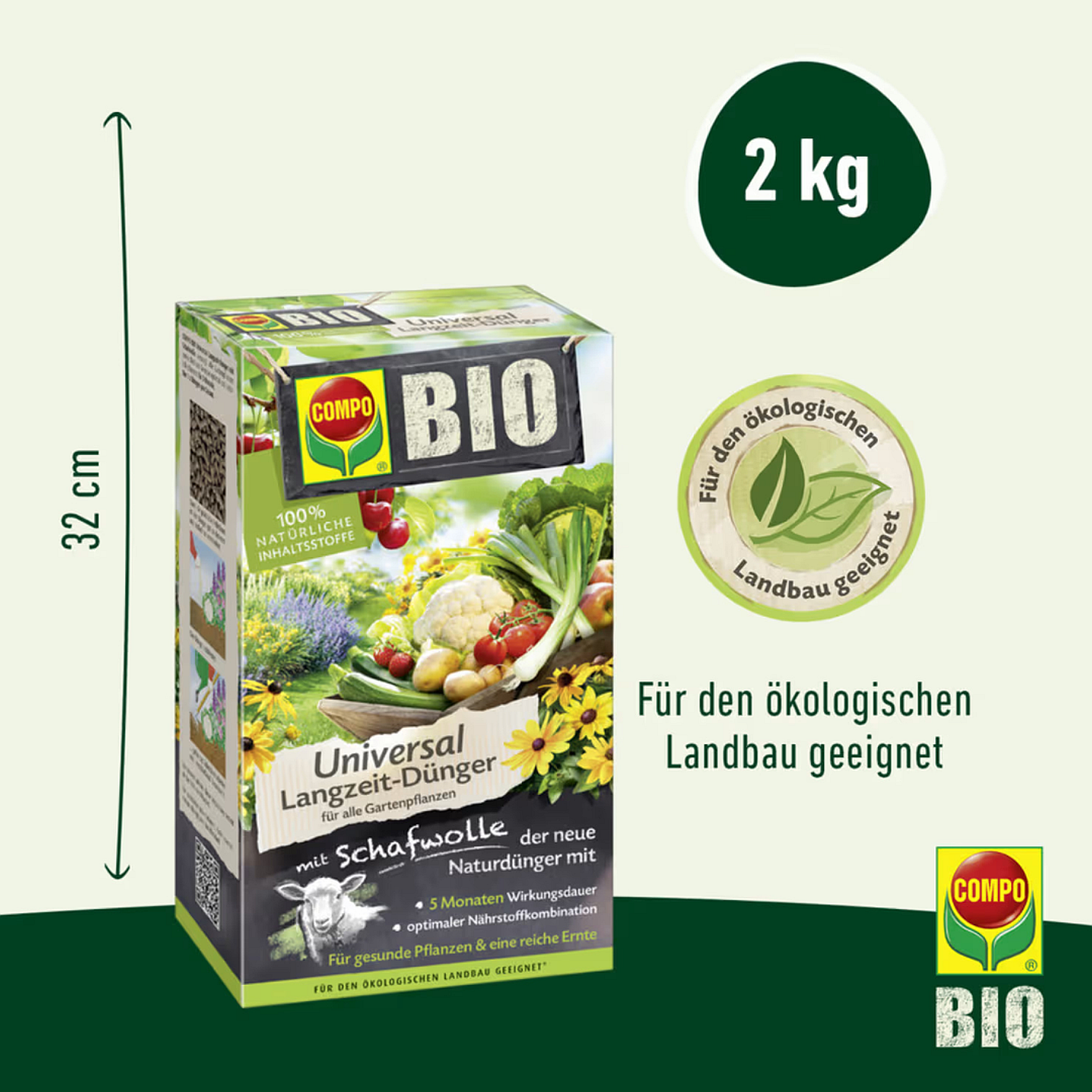 COMPO BIO Universal Langzeit-Dnger mit Schafwolle, 2 kg | Oleandershop