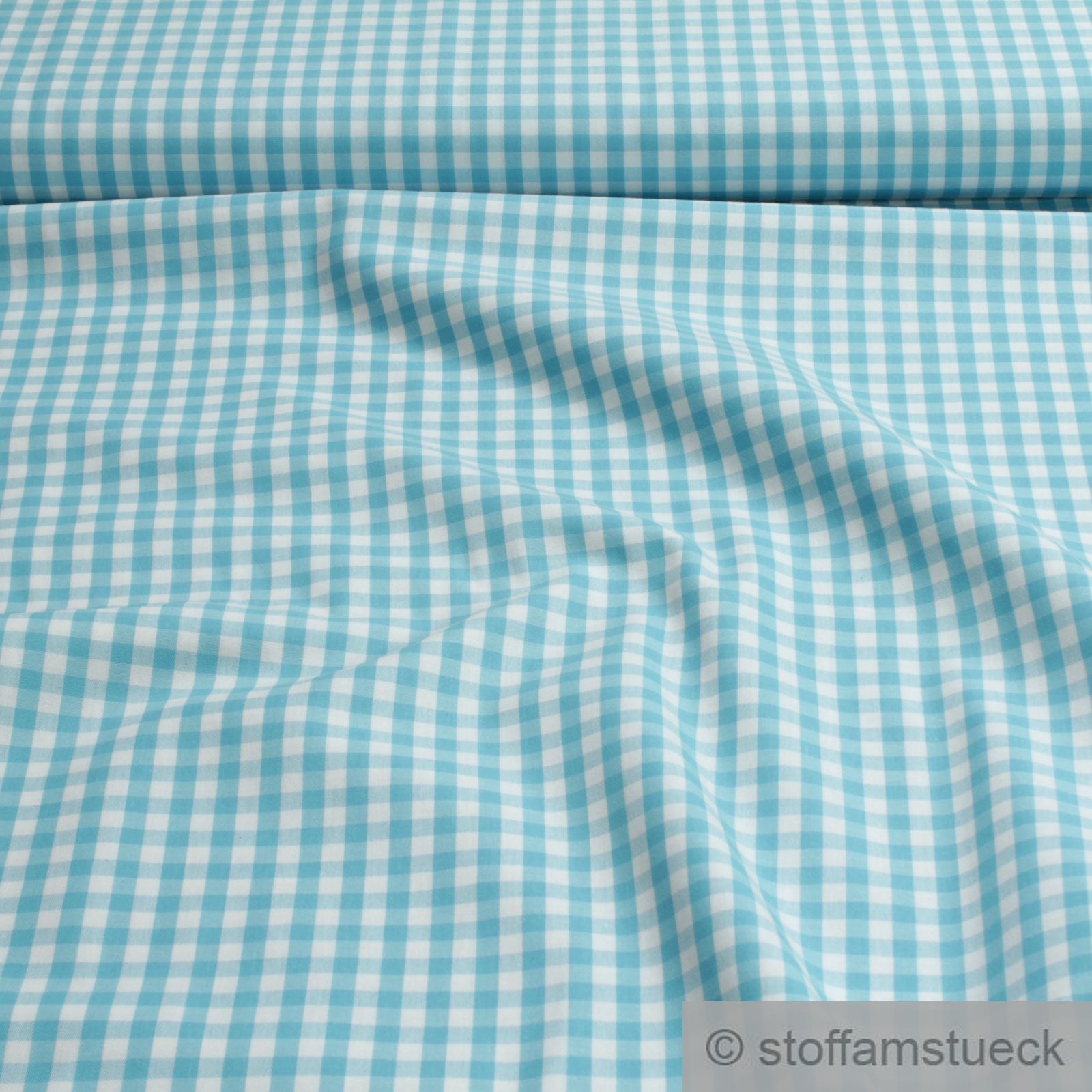 Baumwolle Leinwand Vichy Karo groß türkis weiß Stoff am Stück
