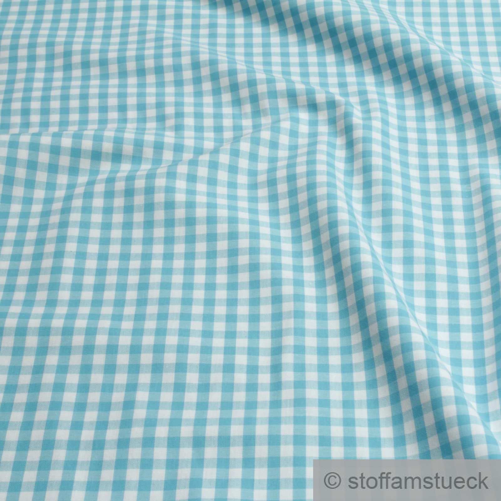 Baumwolle Leinwand Vichy Karo groß türkis weiß Stoff am Stück