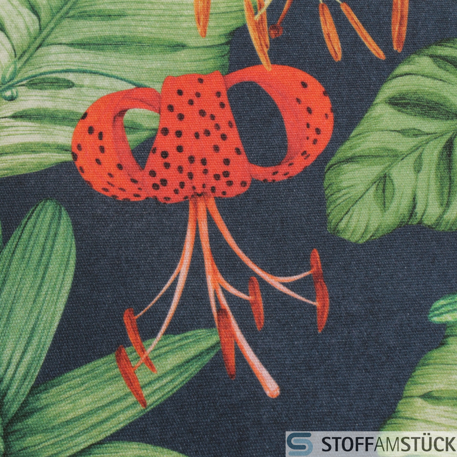 1,0 Meter Dralon Leinwand dunkelblau Agave Lilie | Stoff am Stck