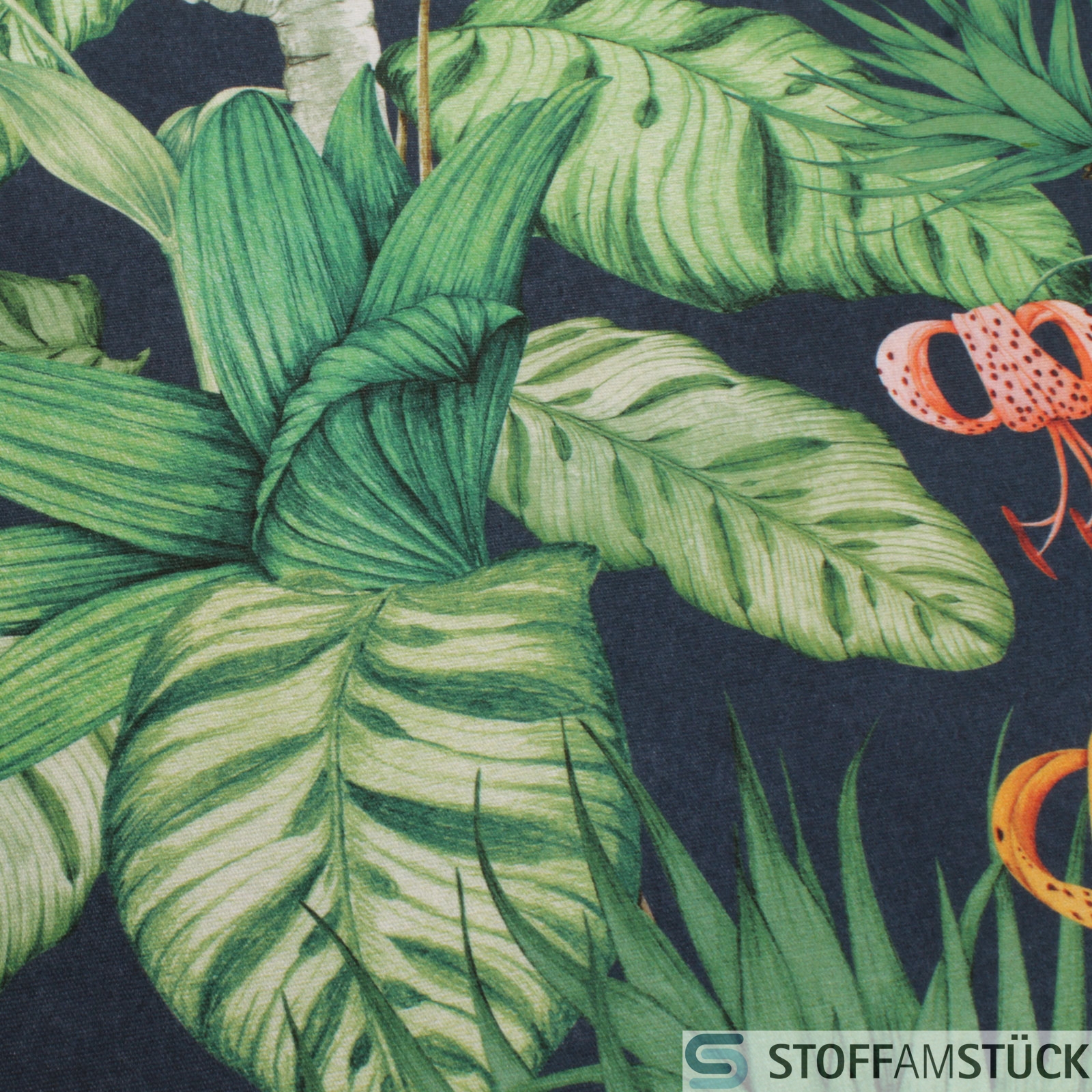 1,0 Meter Dralon Leinwand dunkelblau Agave Lilie | Stoff am Stck