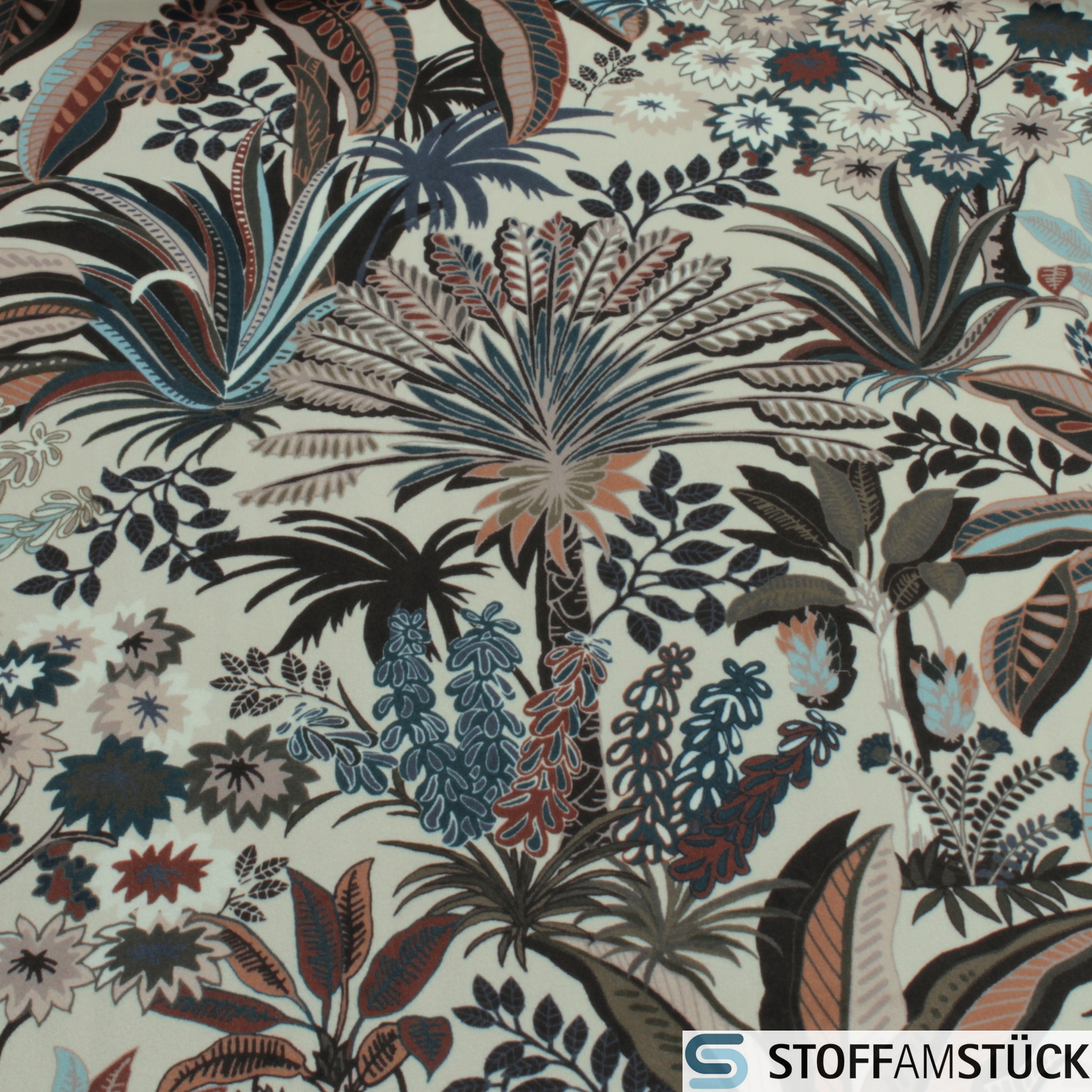 Polyester Samt natur Dschungel Stoff am Stück