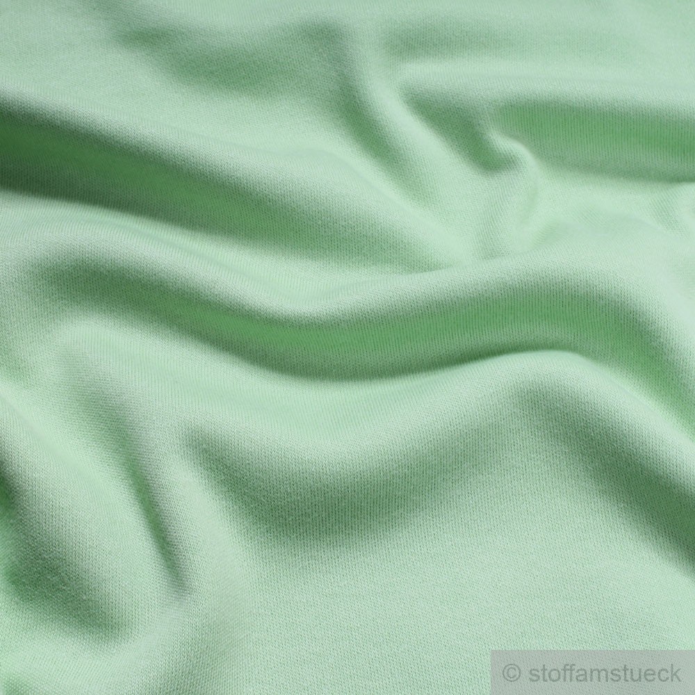 Baumwolle Interlock Jersey pastell grün Stoff am Stück