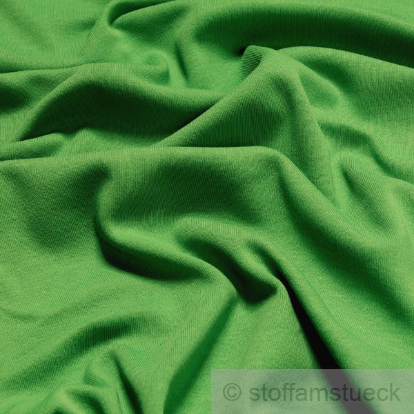 Baumwolle Interlock Jersey grün Stoff am Stück