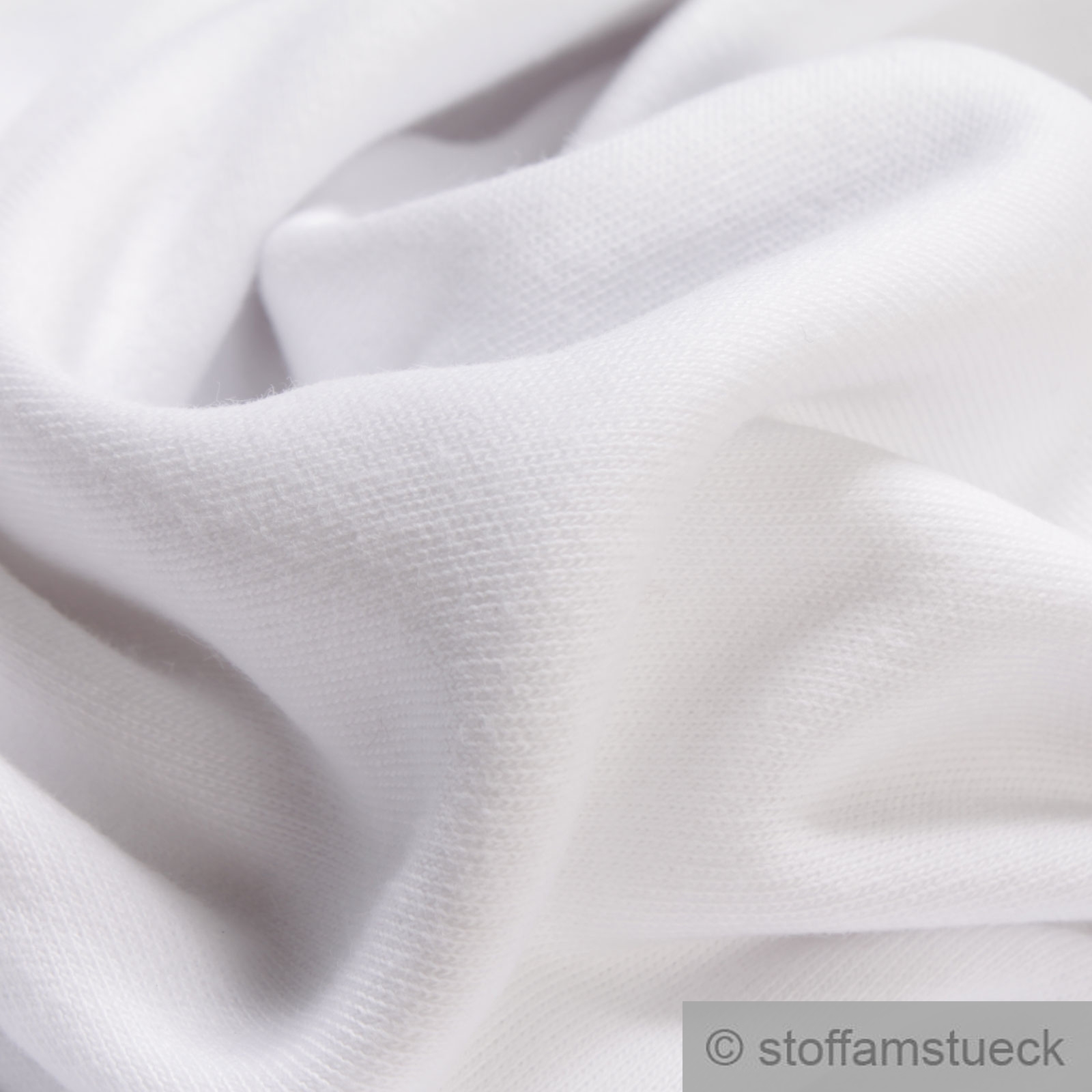 Baumwolle Interlock Jersey weiß Stoff am Stück