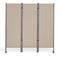 3tlg. Paravent Stellwand aus Polyester, ca. 150 x 156 cm - Natur