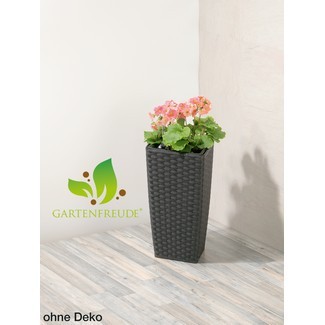 Polyrattan Pflanzgefäß, 26,5 x 26,5 x 50 cm bicolour braun
