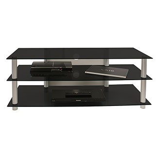 TV-Möbel "Netasa", Alu/Schwarzglas