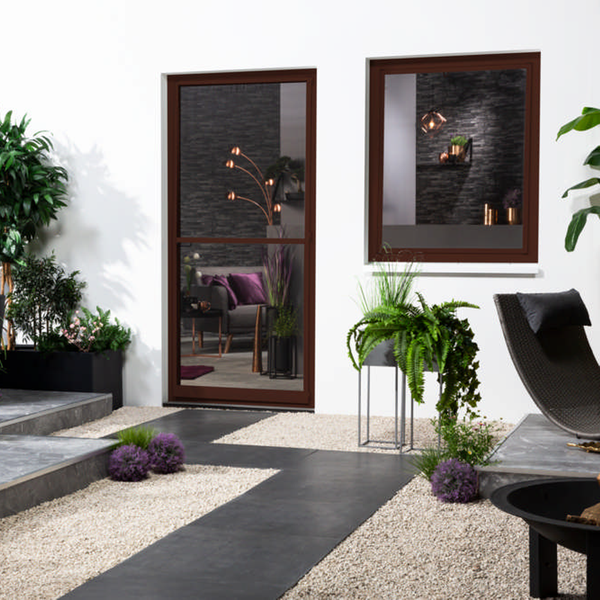 Aluminium Fliegengitterbausatz für Fenster SLIM, 130x150cm Braun
