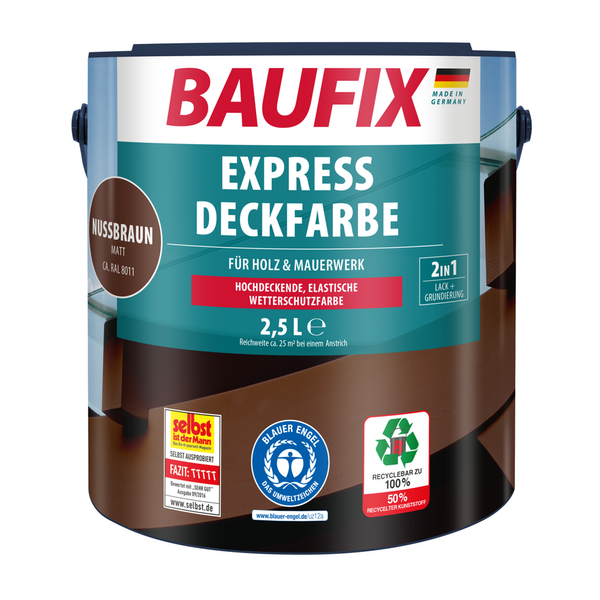 2in1 Express Deckfarbe 2,5 L nussbraun