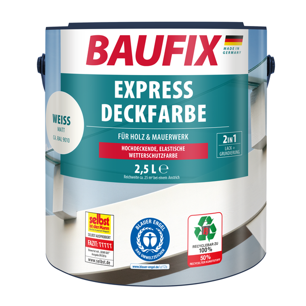 2in1 Express Deckfarbe 2,5 L weiß
