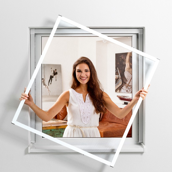 Aluminium Fliegengitterbausatz für Fenster SLIM, 100x120cm weiß