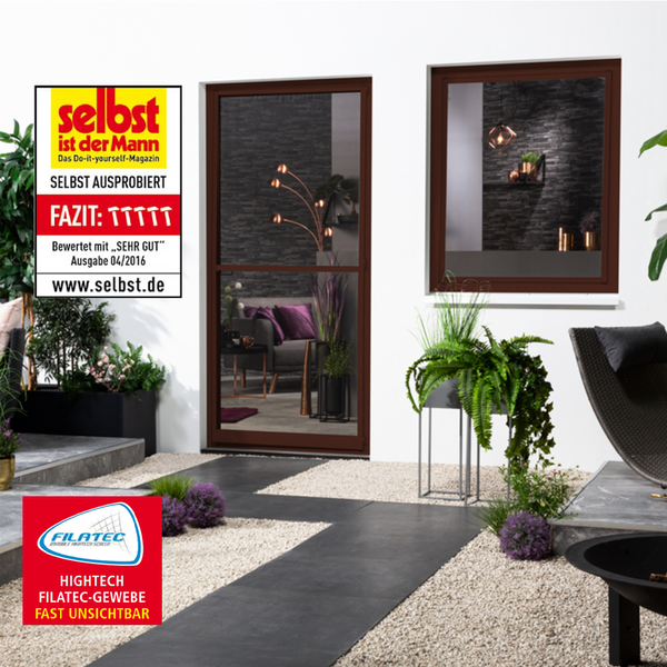 Aluminium Fliegengitterbausatz für Fenster SLIM, 100x120cm braun