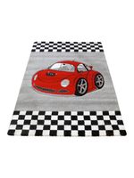 Kinderteppich 170 x 120 cm, grau mit rotem Auto