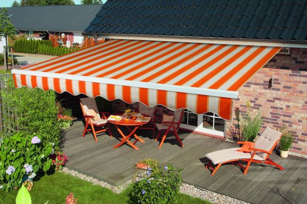 Offene-Markise "BASIS", ca. 250 x 200 cm - Weiß/Orange