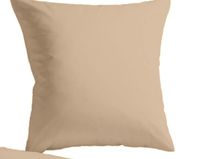 Baumwoll-Satin Bettwäsche Uni 80 x 80 + 135 x 200 cm, Farbe beige