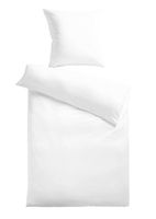 Baumwoll-Satin Bettwäsche Uni 80 x 80 + 135 x 200 cm, Farbe weiss