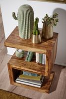 Sheesham Massivholz Beistelltisch S Cube 45 x 30 x 60 cm mit Ablage