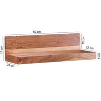Massivholz Wandregal 60 cm Akazie