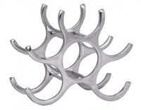 Weinregal Design 24 cm für 6 Flaschen Aluminium Silber