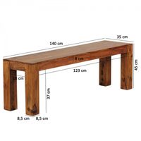 Sheesham Massivholz Esszimmer Sitzbank Bank 140 x 35 cm