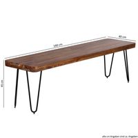 Massivholz Sheesham Sitzbank 160 x 40 x 45 cm