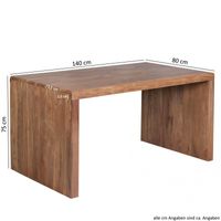 Design Natur Akazie Massivholz Schreibtisch 140 x 80 x 76 cm