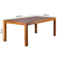 WOHNLING Design Esstisch Massiv 200 x 100 x 76 cm Sheesham Massivholz
