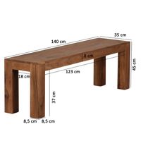 Akazie Massivholz Esszimmer Sitzbank Bank 140 x 35 cm