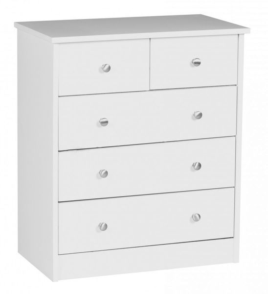 Kommode Weiß 60 x 70 x 35 cm Sideboard Anrichte mit 5 Schubläden