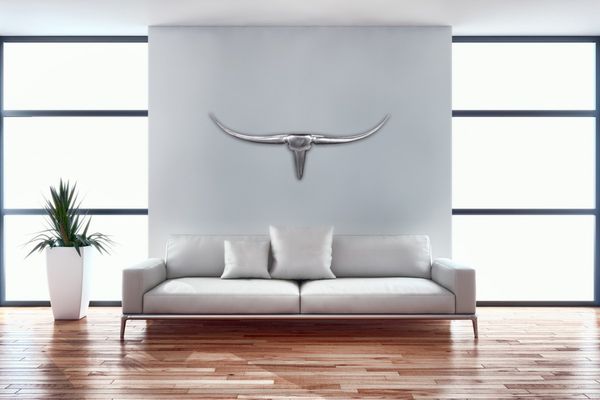 Wanddekoration Geweih Bull M 100 cm Aluminium silbern