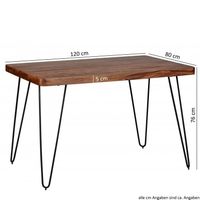 Massivholz Sheesham Esstisch 120 x 80 x 76 cm Küchentisch Massiv