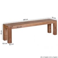 Esszimmer Sitzbank Bank 160 x 35 cm Akazie Holz