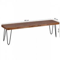Massivholz Sheesham Sitzbank 180 x 40 x 45 cm