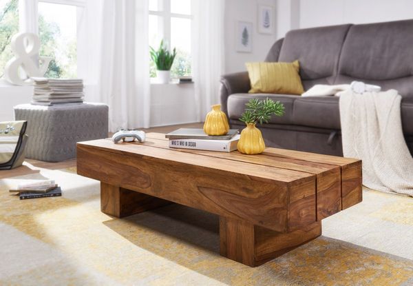Sheesham Couchtisch Massiv 120 x 45 x 30 cm Massivholz
