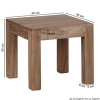 Akazie Couchtisch Massiv 45 x 45 cm Massivholz
