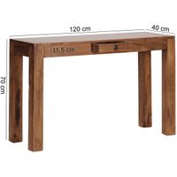 Sheesham Konsolentisch Massiv 120 cm mit 1 Schublade - Massivholz