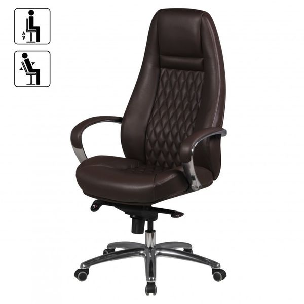 Bürostuhl Austin Echtleder Braun Schreibtischstuhl Chefsessel Drehstuhl mit Synchronmechanik
