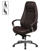 Bürostuhl Austin Echtleder Braun Schreibtischstuhl Chefsessel Drehstuhl mit Synchronmechanik