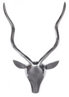 Wanddekoration Hirsch 33 cm Aluminium silbern