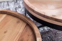 Akazie Massivholz Beistelltisch 2er Set Wohnzimmertisch