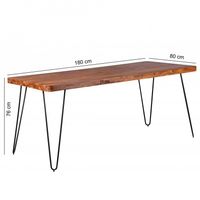 Massivholz Sheesham Esstisch 180 x 80 x 76 cm Küchentisch Massiv